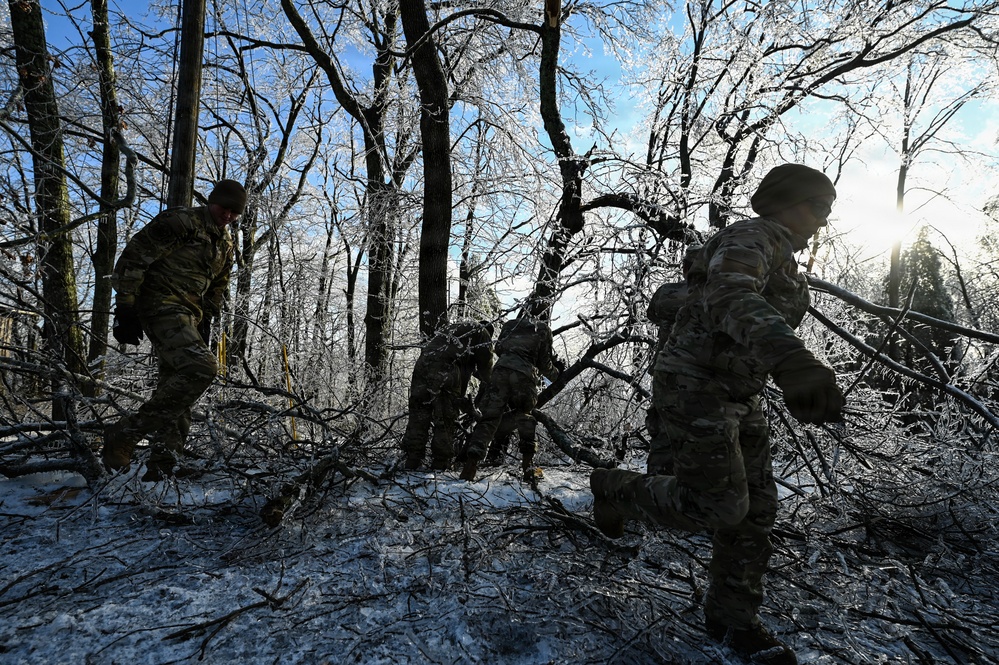 Clearing debris roadside