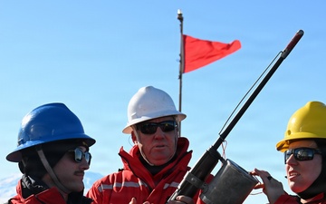 USCGC Polar Star (WAGB 10) conducts shoulder-launched line throwing gun (SLTG) training during Operation Deep Freeze 2026