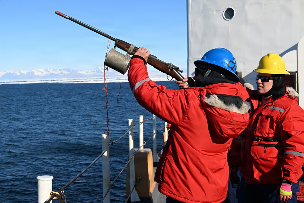 USCGC Polar Star (WAGB 10) conducts shoulder-launched line throwing gun (SLTG) training during Operation Deep Freeze 2026