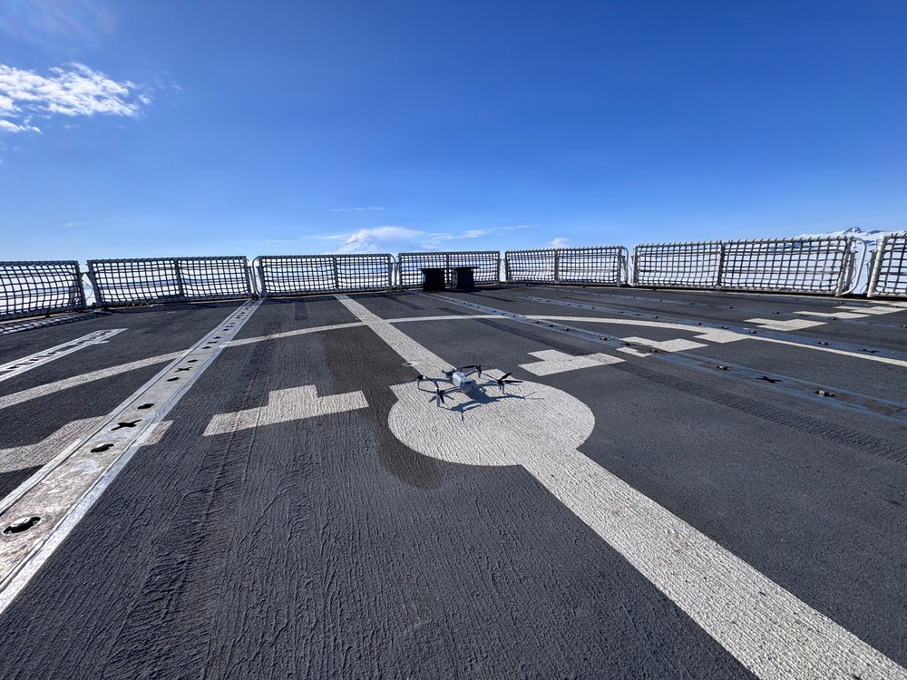 USCGC Polar Star (WAGB 10) conducts unmanned aircraft system (UAS) drone operations during Operation Deep Freeze 2026