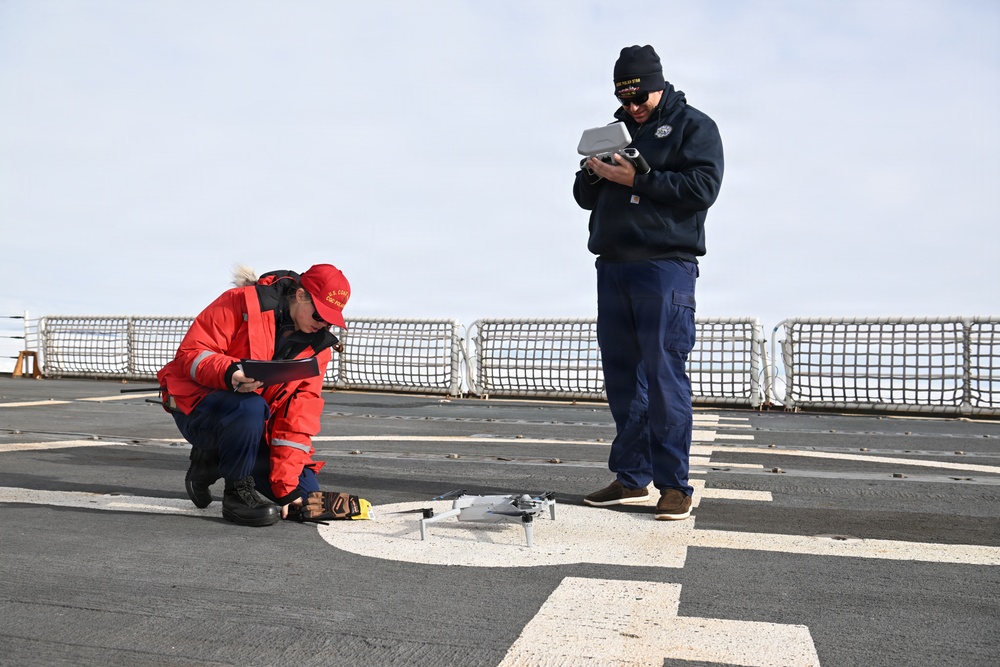 USCGC Polar Star (WAGB 10) conducts unmanned aircraft system (UAS) drone operations during Operation Deep Freeze 2026