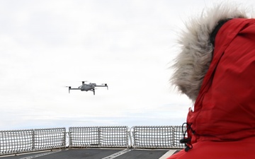 USCGC Polar Star (WAGB 10) conducts unmanned aircraft system (UAS) drone operations during Operation Deep Freeze 2026
