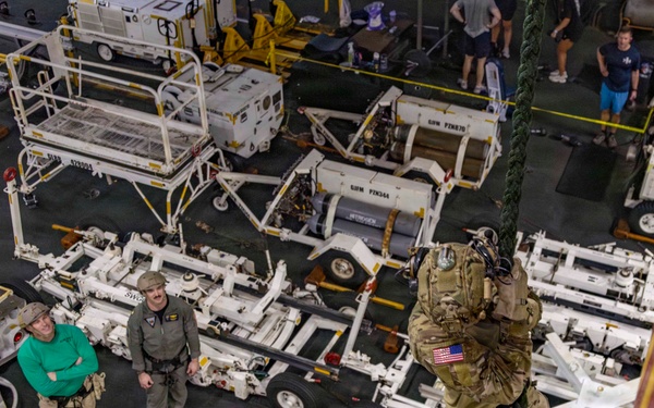 Abraham Lincoln conducts a fast rope training evolution