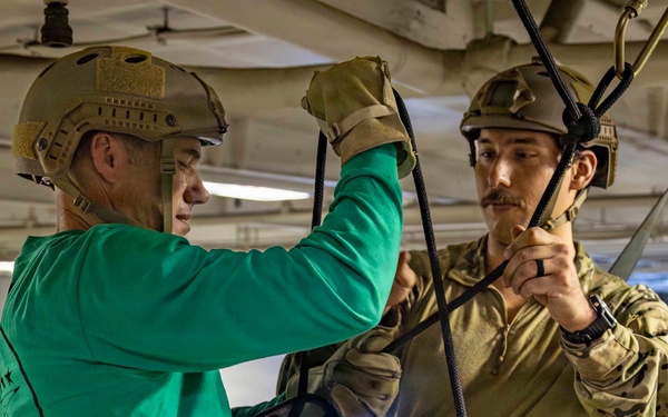 Abraham Lincoln conducts a fast rope training evolution