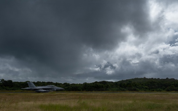 F-18s takeoff over Puerto Rico