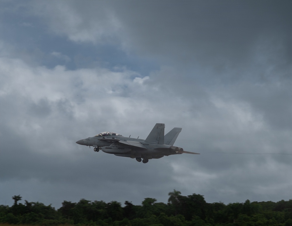 F-18s takeoff over Puerto Rico