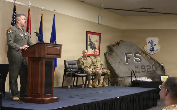Chief Manamon Passes Enlisted Leadership of the 188th Wing to Chief Weaver