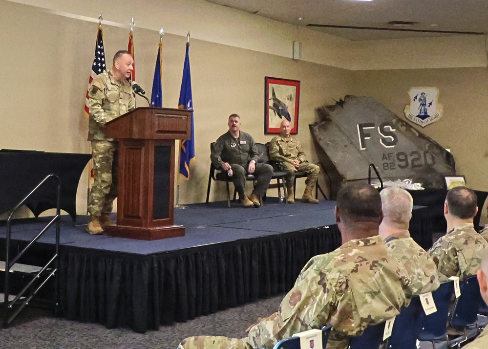 Chief Manamon Passes Enlisted Leadership of the 188th Wing to Chief Weaver