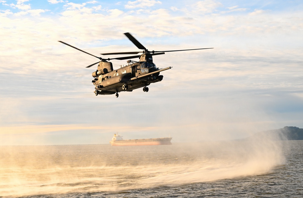Sentinel-class USCGC Florence Finch trains with the U.S. Army 160th Special Operations Aviation Regiment (SOAR) “Night Stalkers”