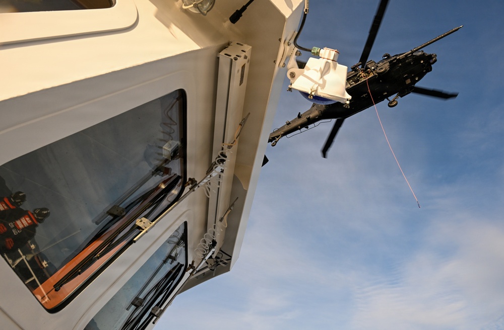 Sentinel-class USCGC Florence Finch trains with the U.S. Army 160th Special Operations Aviation Regiment (SOAR) “Night Stalkers”