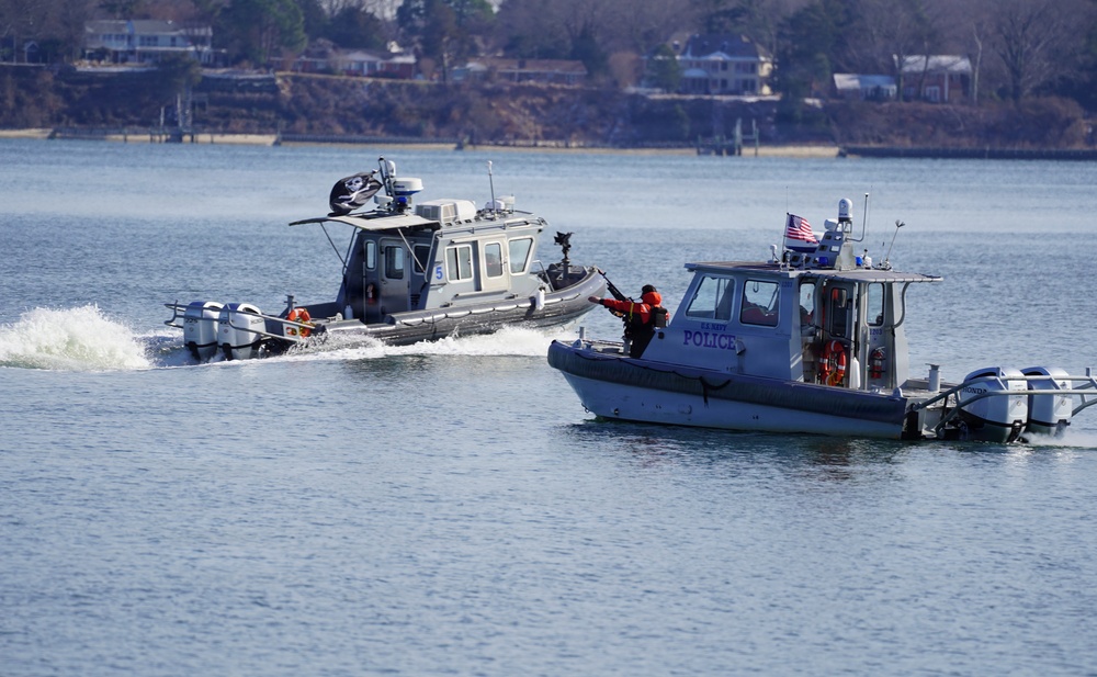 Harbor Patrol Unit exercises on the York River during Citadel Shield-Solid Curtain at Naval Weapons Station Yorktown