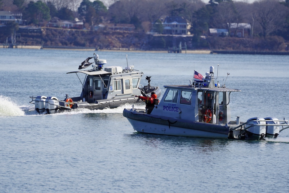 Harbor Patrol Unit exercises on the York River during Citadel Shield-Solid Curtain at Naval Weapons Station Yorktown