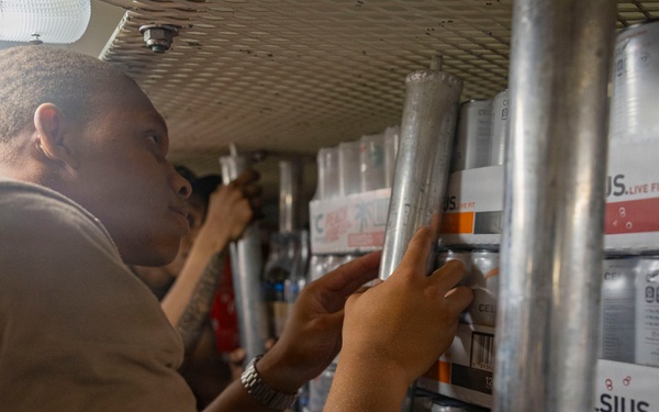 Retail Service Specialists perform end of month inventory aboard USS Bulkeley (DDG 84)