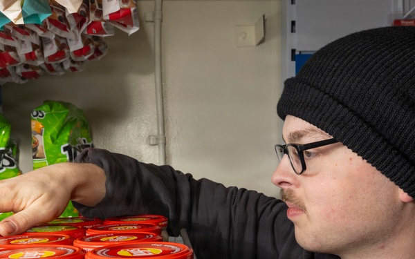 Retail Service Specialists perform end of month inventory aboard USS Bulkeley (DDG 84)