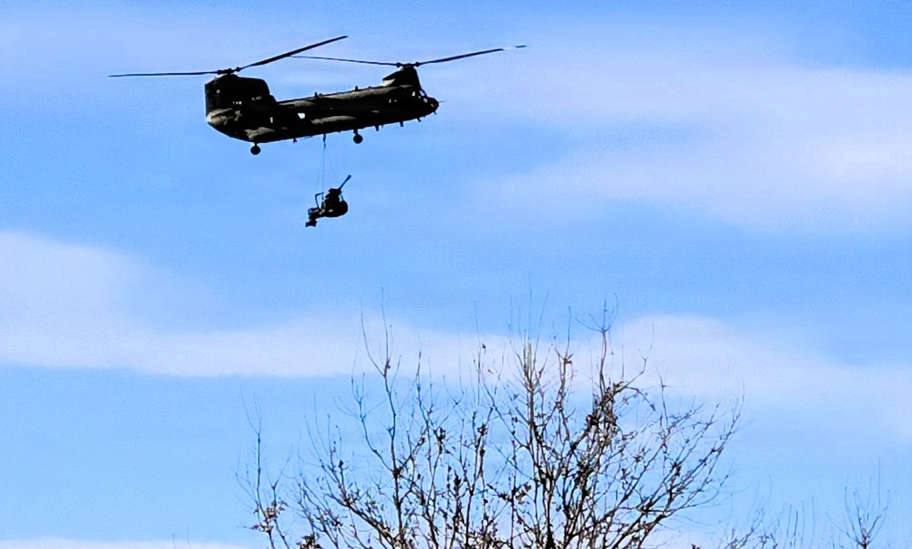 120th Field Artillery Soldiers conduct winter sling-load ops with Black Hawk, Chinook helicopters