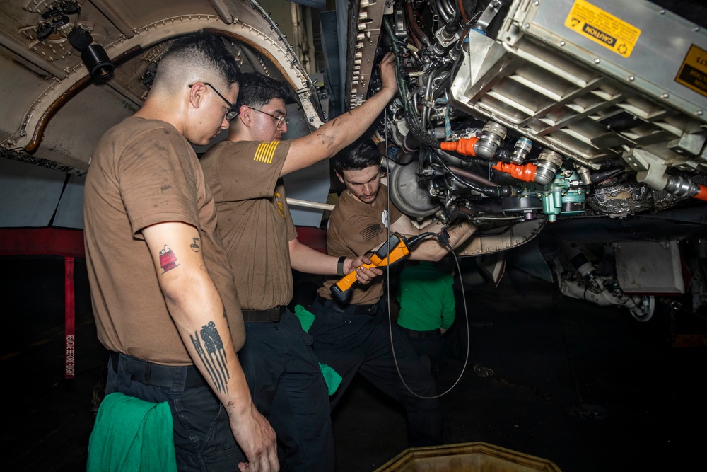 Abraham Lincoln conducts routine maintenance