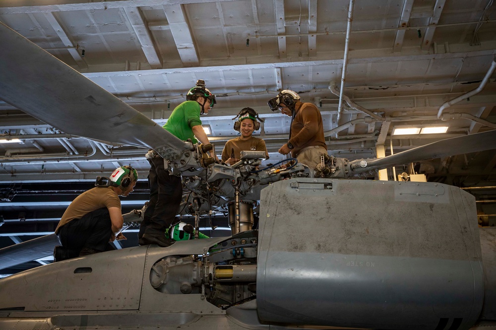 Abraham Lincoln conducts routine maintenance