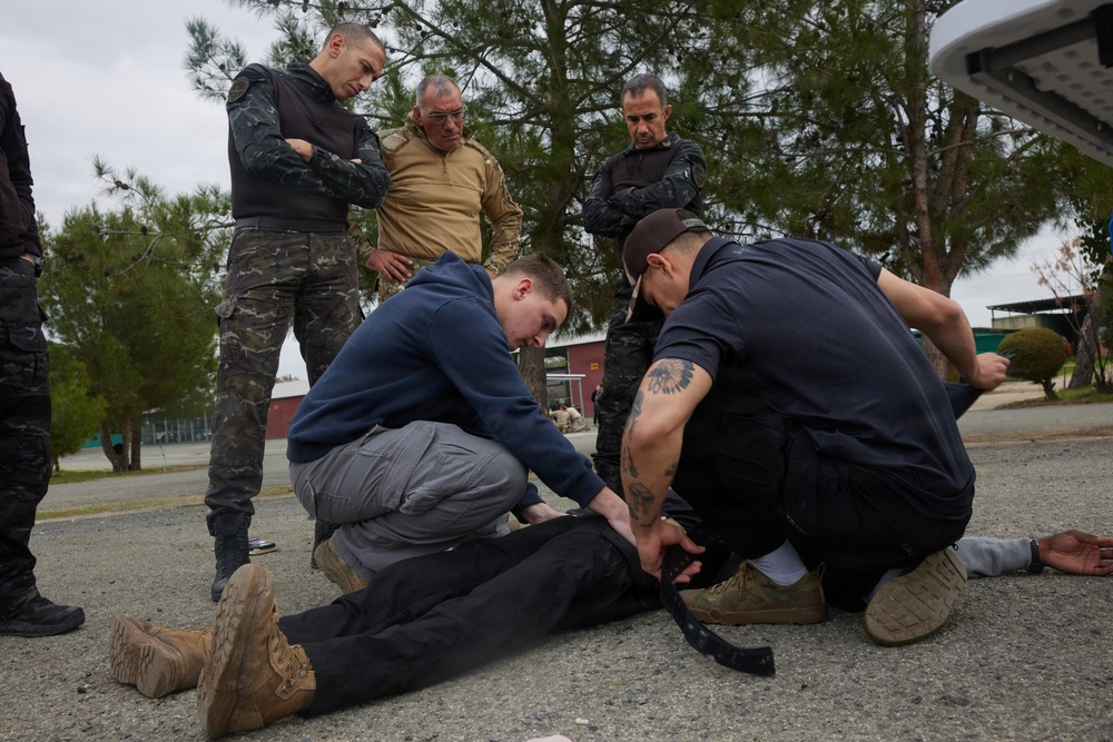 U.S. Marines with FAST Company Europe and the Cyprus National Guard conduct TCCC Training