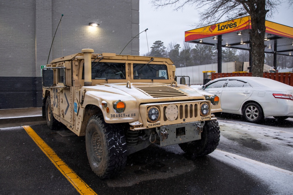 South Carolina National Guard Soldiers staged at multiple locations to support local officials during Winter Storm Gianna.