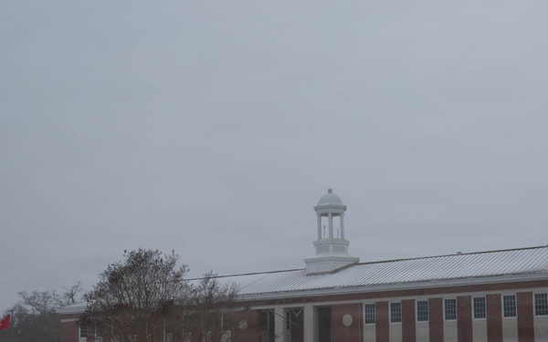 Snowfall blankets Camp Lejeune