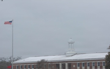 Snowfall blankets Camp Lejeune