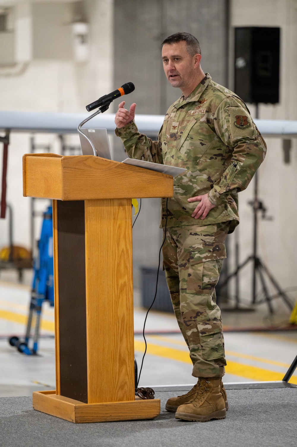 174th Attack Wing commander addresses wing during drill weekend