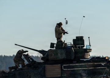 3-8 Cavalry conducts Bradley live fire training in Poland during sub zero temperatures