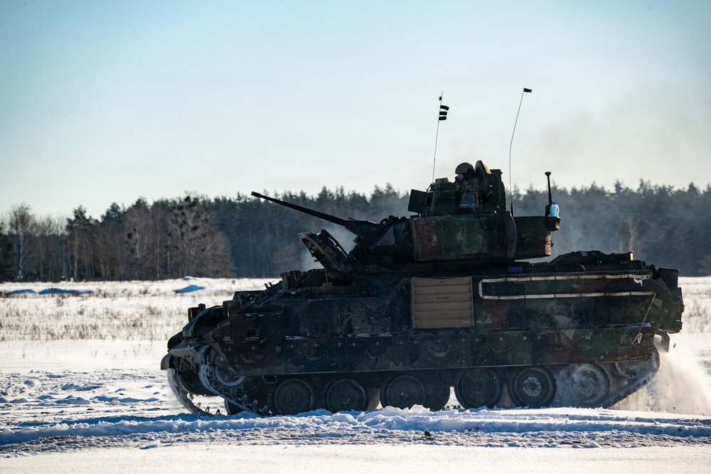 3-8 Cavalry conducts Bradley live fire training in Poland during sub zero temperatures