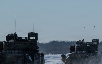 3-8 Cavalry conducts Bradley live fire training in Poland during sub zero temperatures