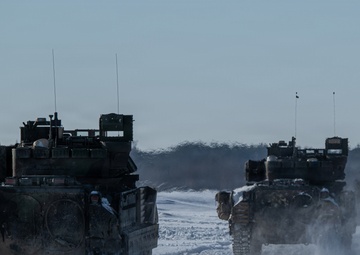 3-8 Cavalry conducts Bradley live fire training in Poland during sub zero temperatures