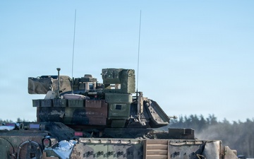 3-8 Cavalry conducts Bradley live fire training in Poland during sub zero temperatures