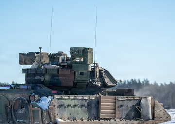 3-8 Cavalry conducts Bradley live fire training in Poland during sub zero temperatures