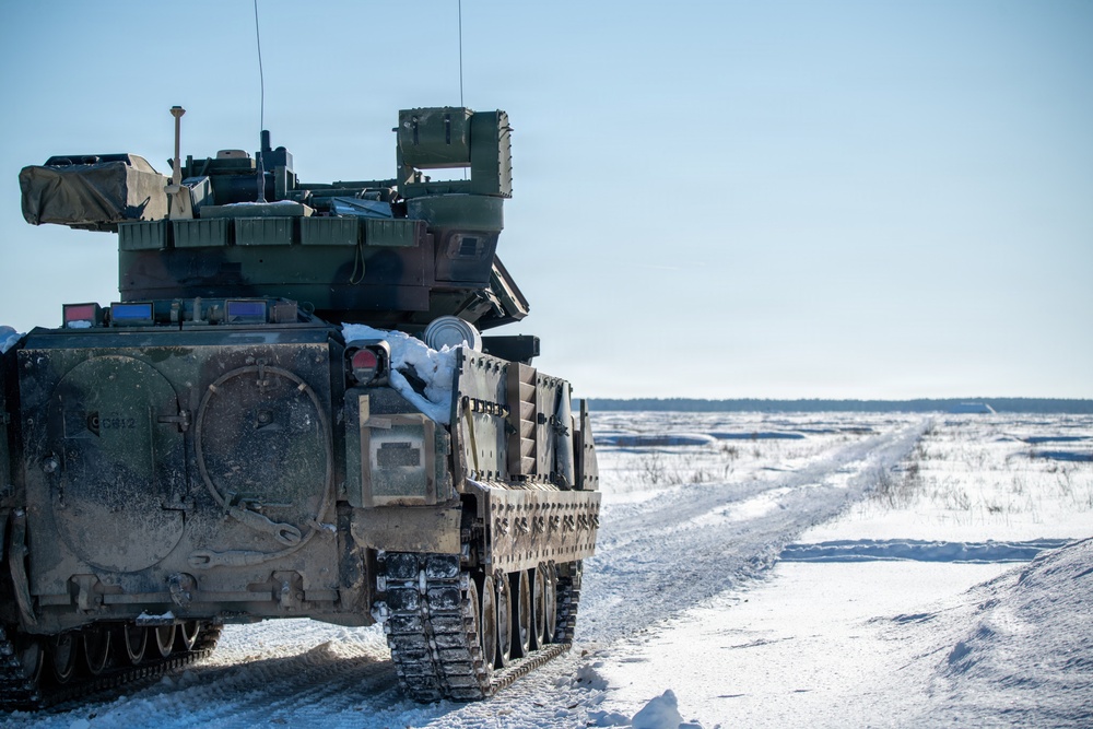 3-8 Cavalry conducts Bradley live fire training in Poland during sub zero temperatures