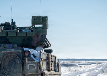 3-8 Cavalry conducts Bradley live fire training in Poland during sub zero temperatures