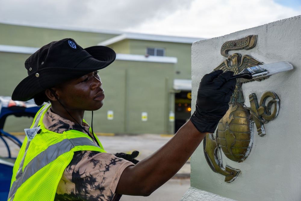 Marine Corps monument revitalization, and village beautification – Marines complete first community relations (COMREL) event of the year.