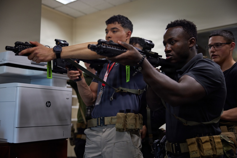 U.S. Marines with FAST Company Europe and Marines with U.S. Embassy Nicosia, Cypruss conduct Close Quarter Batttle Training