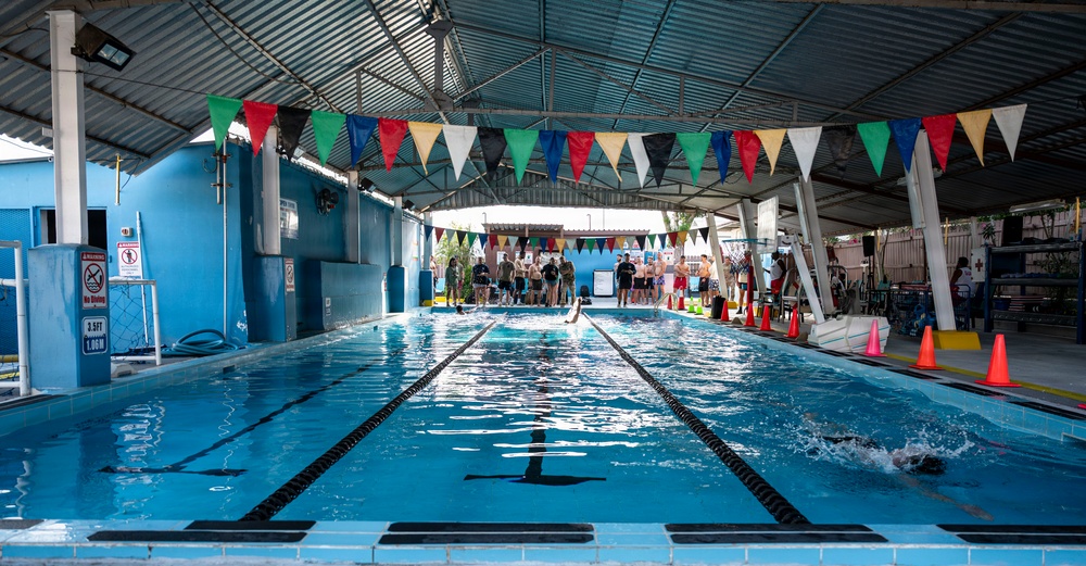 U.S. Airmen participate in German Armed Forces Proficiency Badge swim test