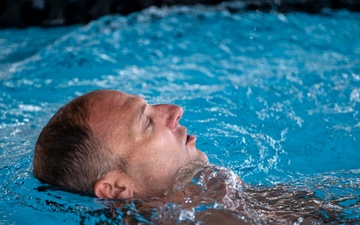 U.S. Airmen participate in German Armed Forces Proficiency Badge swim test
