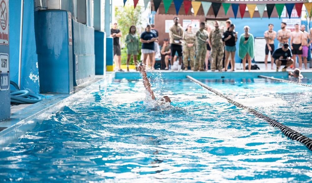 U.S. Airmen participate in German Armed Forces Proficiency Badge swim test