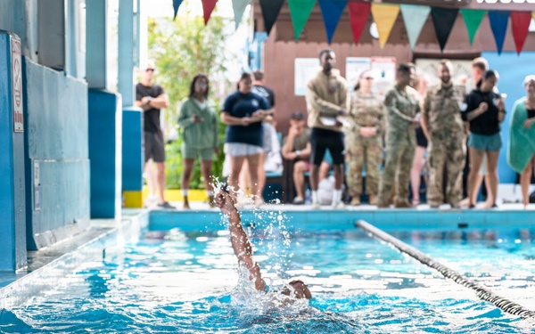U.S. Airmen participate in German Armed Forces Proficiency Badge swim test