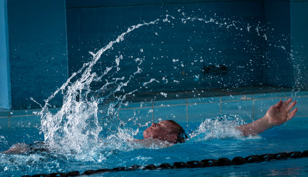 U.S. Airmen participate in German Armed Forces Proficiency Badge swim test