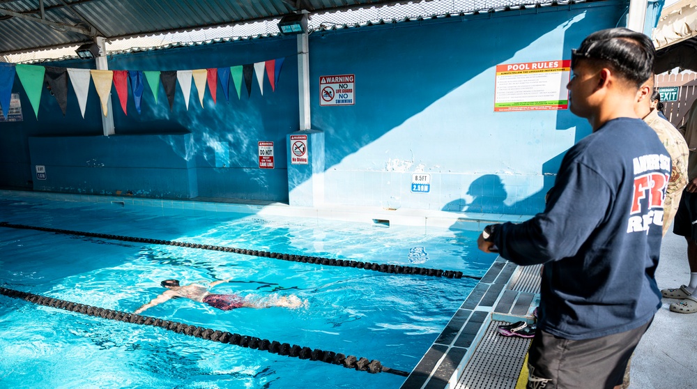 U.S. Airmen participate in German Armed Forces Proficiency Badge swim test