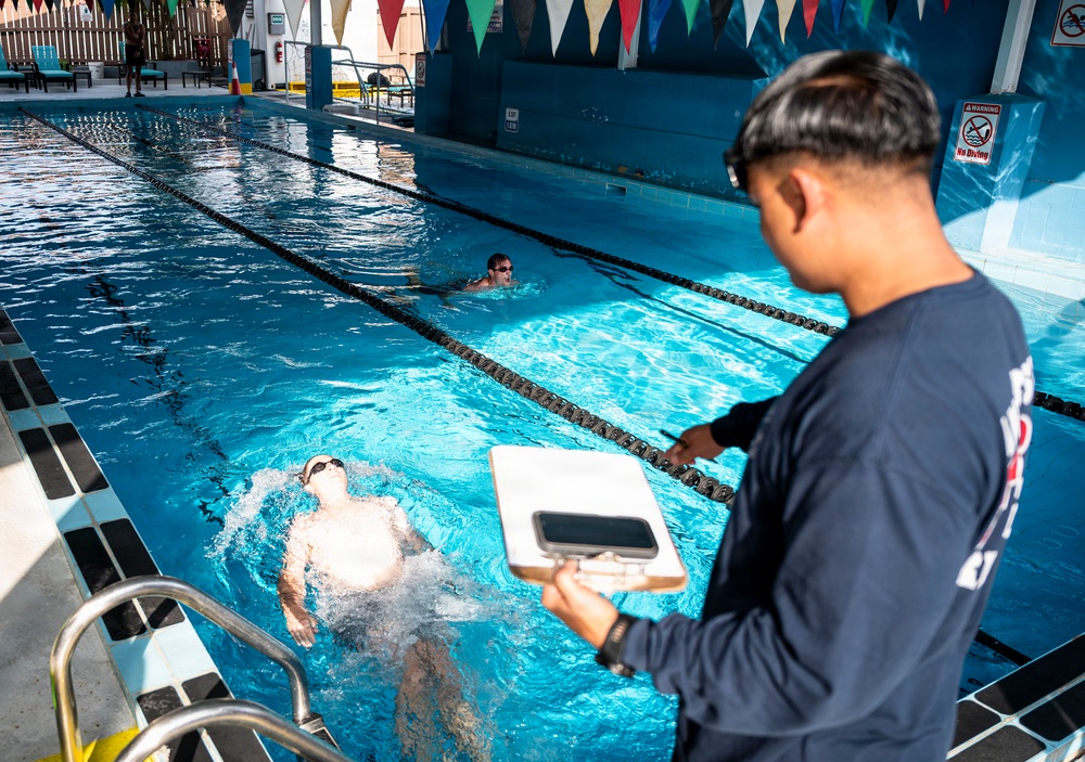 U.S. Airmen participate in German Armed Forces Proficiency Badge swim test