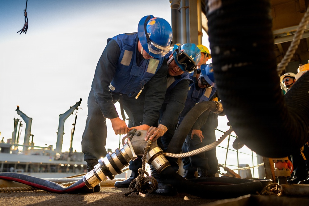 11th MEU Marines, Sailors Conduct Replenishment at Sea Aboard USS Comstock