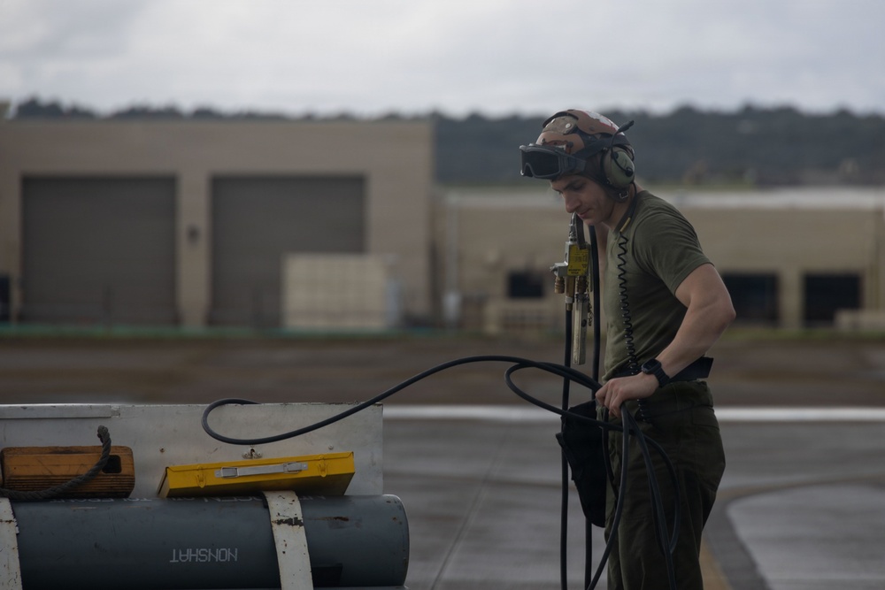 VMFA-232 perform flight operations out of Guam