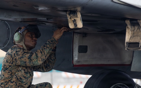 VMFA-232 perform flight operations out of Guam