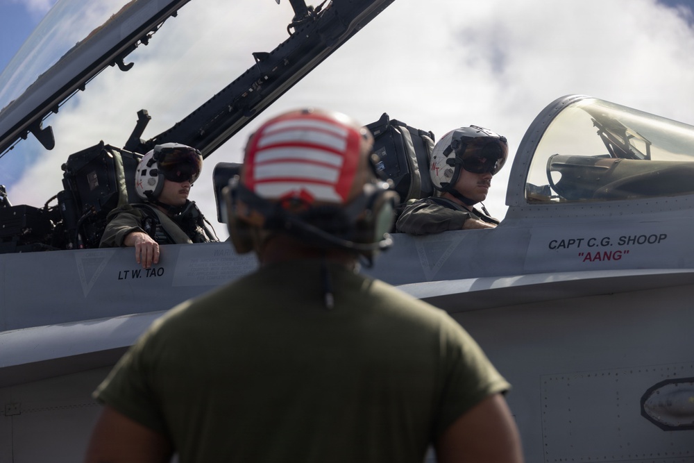 VMFA-232 perform flight operations out of Guam