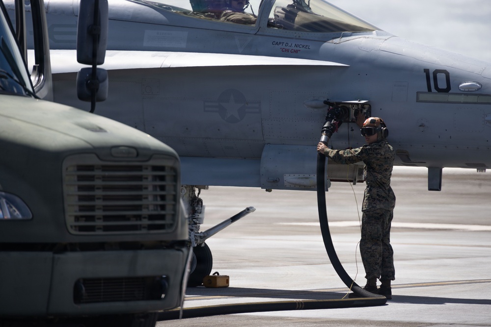 VMFA-232 perform flight operations out of Guam