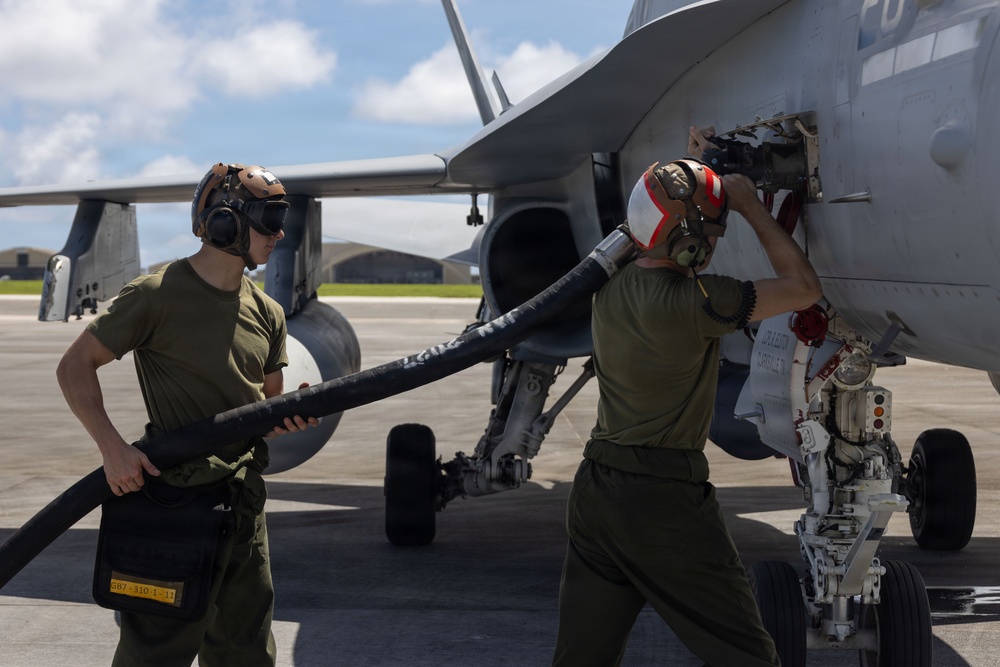VMFA-232 perform flight operations out of Guam