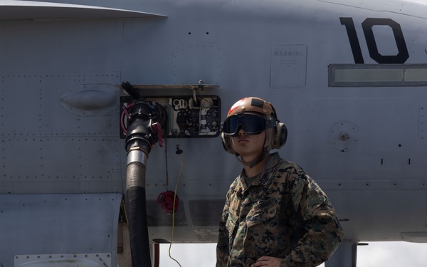 VMFA-232 perform flight operations out of Guam